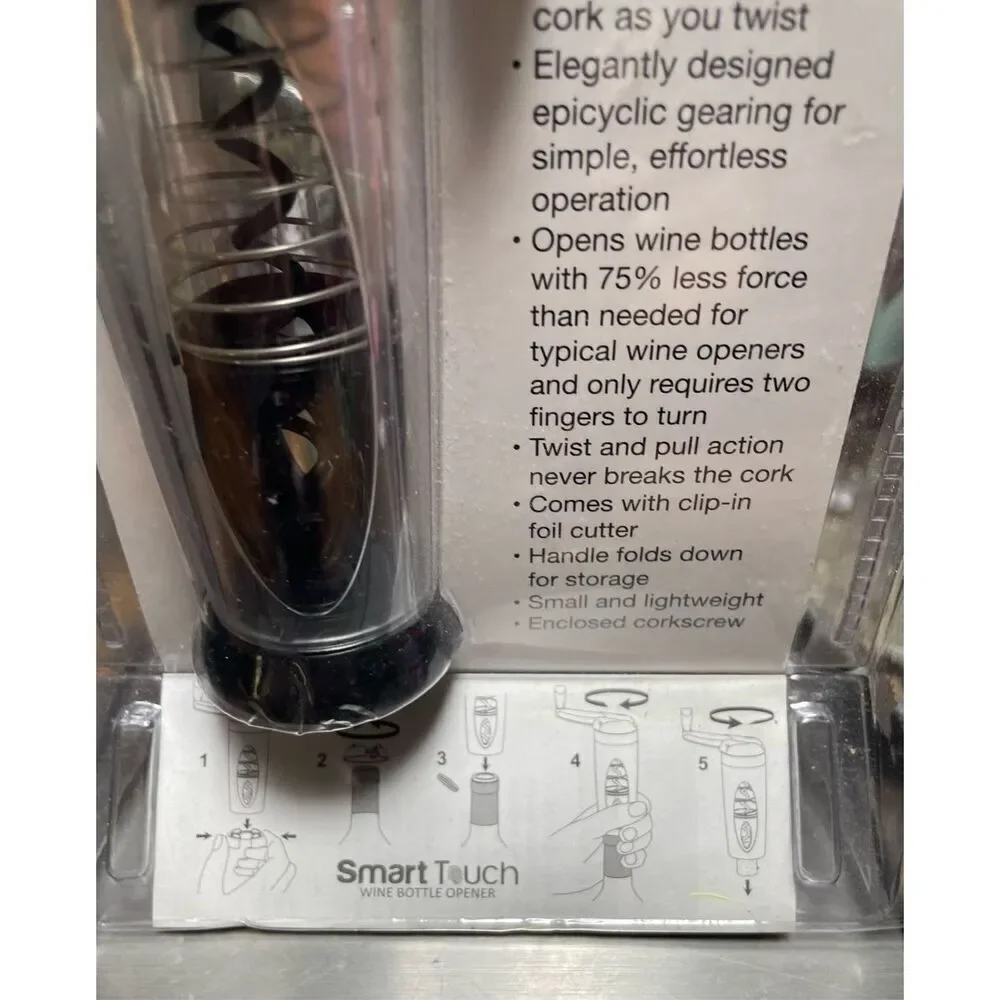 Sealed Smart Touch Wine Bottle Opener With Foil Cutter & Corkscrew
